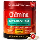 Metabolismo Oh!mino Suplemento de apoyo para la grasa eficiente a la conversión de energía w/L-Carnitina, Fenilcapsaicina, " Vitamina B3 - No-Jitters, libre de estimulantes, veganos, cápsulas no-dairy (60 serviendo)