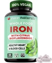 Yuve 100% Vegan Whole Food Chelated Iron Suplemento 18mg – Sin sabor, sin receta, suave sobre Stomach, Energy Support – Gluten-Free, Non-GMO, 60 cápsulas