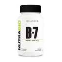 NutraBio Biotin (Vitamin B-7) Suplemento, 5000mcg - May Help Promote Healthy Hair, Skin, and Nails, 90 cápsulas vegetales