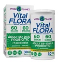 Vital Planet - Vital Flora Adultos Más de 55 Daily Probiotic 60 Billion CFU, Diverse Strains, Prebióticos Orgánicos, Estante de Salud Inmune y Digestivo Probióticos Estables para Mujeres y Hombres, 30 cápsulas