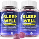Melatonin Free Sleep Gummies with Magnesium Glycinate, GABA, 5-HTP, L-Theanine, Valerian, Chamomile, Lemon Balm, Vitamina D3 &amp; B6 - Hormone &amp; Drug- Free, Non-Habit Forming,2 Pack