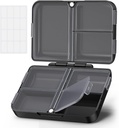 Organizador AUVON Daily Pill Fit with Your Purse or Pocket, Compact Travel Pill Box Case with Slim Folding Design and Long-Lasting Hinges to Hold Vitamin, Fish Oil, Supplement or Jewelry(Black)