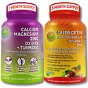SUPPLEMENTOS STUDIO Quercetina con bromelaina, vitamina C " Zinc + calcium de base vegetal, magnesio, D3, K2 " Turmérico – 100% Vegan Suplemento Bundle for Immune " Bone Support
