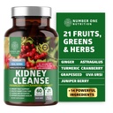 N1N Premium Kidney Cleanse [21 Potent Herbs] for Urinary Tract &amp; Bladder Control, Natural Kidney Support with Cranberry Extract, Astragalus and Uva Ursi Leaf, 60 Veg Caps