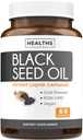 Black Seed Oil - 60 Softgel Capsules (No-GMO & Vegan) Premium Cold-Presed Nigella Sativa Producing Pure Black Cumin Seed Oil with Vitamin E - 500mg Cada, 1000mg Por 2 Capsule Serving