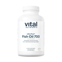 Vital Nutrients Ultra Pure® Fish Oil 700 ← Soporta Corazón, Cerebro y Salud Conjunta* Silencio Fuente sostenible High EPA & DHA Omega-3 Fatty Acid ← Lemon Flavor TEN Gluten, Dairy &amp; Soy Free TEN 120 Softgels