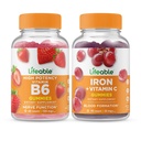 Vitamina B6 + Hierro con vitamina C, Gummies Bundle - Gran Tasting, Suplemento de vitaminas, Gluten Gratis, GMO Gratis, Chewable