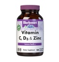 Bluebonnet Nutrition Vitamina C, D3 &amp; Zinc, para la función de salud y respiratoria inmunitaria*, libre de soja, libre de gluten, no GMO, certificado Kosher, libre de lácteos, 100 cápsulas vegetales, 100 piezas