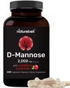 NatureBell D-Mannose 500mg Capsules (2.000mg Por Serving) Silencio 240 Capsules Veggie + Cranberry Concentrate 40mg – Fast Acting Urinary Tract Health Pills – Ultra UTI Support for Women &amp; Men