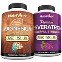 Nutrivein Premium Magnesium L-Threonate &amp; Resveratrol Supplement Bundle: High-Absorption Magnesium Threonate and Resveratrol Capsules for Repair, Defenses, " Vitality