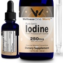 WellnessOne Iodine Drops for Thyroid Support - Fast Acting Liquid Iodine Supplement from Potassium Iodide - Great for Immunity & Cognition &amp; Maximizes Iron Absorption - 1.67 fl oz