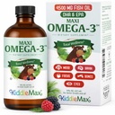 Maxi Health Omega 3 for Kids Supplement – Kosher Omega 3 Kids Fish Oil Liquid with DHA &amp; EPA – Liquid Fish Oil Supplement with Fruity Burst Flavor to Support Mood, Brain, Focus, Bones & Eyes (8 oz)