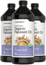 Horbäach Orgánica de Flaxseed Óleo Silencioso 3 Pack ← 16 fl oz Cada Silencio Frío Presionado Silencio con Omega 3, 6, 9