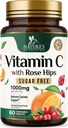 Vitamina C Chewable 1000mg - Extra Strength Antioxidants for Powerful Immune Support w/Vitamin C & Rose HIPS - Potent Dietary VIT C Chews Suplemento, Natural Orange Flavor, Vegan, Non-GMO - 60 Tablets