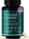 Vegan Liver Detox &amp; Cleanse - NAC Supplement N-Acetyl Cysteine 600mg with Quercetin, Milk Thistle, Molybdenum & Selenium, N-Acetyl-Cysteine Capsules for Immune Support ¦