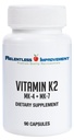 Vitamina Natural K2 MK4 Plus Vitamina K2 MK7 High-Potency 15,000mcg MK-4 + 60mcg MK-7 admite bonificación y salud Arterial Vegi-Capsules Libre de soja