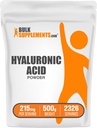BulkSupplements.com Polvo de ácido hialurónico - como Hialuronato de sodio, Suplementos de ácido hialurónico - Grado de alimentos, sin gluten - 215 mg por ser, 500g (1.1 libras) (Pack de 1)