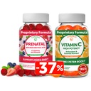 Lunakai Prenatal and Vitamin C Gummies Bundle - Suplemento Multivitamínico de Embarazo con Ácido Fólico y Hierro - 300 mg Orgánica, No OGM, Gummy Vegan Chewable - 30 días de suministro