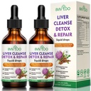 2 Pack Liver Health Liquid Drops - 2000mg Milk Thistle, Dandelion Root, Artichoke, Silymarin Extract, " Turmeric Herbs - Vegan, Non-GMO - 4 Fl Oz (120ml)