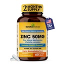 Sandhu Herbals Zinc 50mg Suplemento para Hombres &amp; Mujeres sometidas Alta Absorción Zinc Monomethionine Complex 60 Capsules vidas eternas Suplementos para Immune, Acne & Antioxidante Apoyo permanente Vegetarian