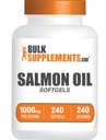 BulkSupplements.com Aceite de salmón Softgels - Omega 3 Suplemento, Salvaje Alaska Salmón Suplementos de aceite - 1000mg, Gluten Gratis, 1 Softgel por Serving, 240 Cuenta (Pack of 1)