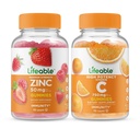 Zinc Lifeable 50mg + Vitamina C 750mg, Gummies Bundle - Gran Tasting, Suplemento de vitamina, Gluten Gratis, GMO Gratis, Chewable Gummy