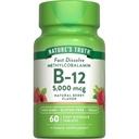 La verdad de la naturaleza B12 Vitamina 5000 mcg TEN 60 Tablets ANTE Fast Dissolve Natural Berry Flavor TEN Vegan, Non-GMO &amp; Gluten Free Supplement
