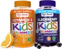 Feel Great Immune Support Gummies for Kids Duo - 90 Day Supply - Zinc, Vitamina C, Elderberry - Gluten Free, Plant Based - Tasty Berry & Citrus Gummies