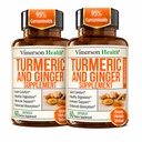 Suplemento de la Curcumina Turmérica con raíz de jengibre para el soporte conjunto, Digestivo " Gut Health - Contiene la Curcumina Turmérica Orgánica con Pepper Negro (Bioperina) para la absorción mejorada - 60 cápsulas, 2 Pack
