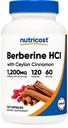 Nutricost Berberine HCl con cápsulas de canela de Ceylán (120 cápsulas, 60 piezas) - Productos sin animales