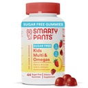 SmartyPants Kids Multivitamin Gummies, Azúcar Gratis: Omega 3 (ALA), Vitamina D3, C, Vitamina B12, B6, A, K " Zinc for Immune Support, Biotin, Erythritol Gratis, Strawberry Banana, 44 Conde (22 Day Supply)