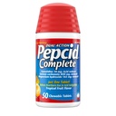 Pepcid Reductor completo de ácido + antiácido para Reflujo ácido, Famotidina de 10 mg, Carbonato de calcio de 800 mg &amp; Hidroxido de magnesio de 165 mg por tableta de acidez cardiaca, cerdas de ácido, fruta tropical, 50 ct