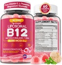 Methyl B12 Gummies 5000 mcg/10000 mcg w/L-Methylfolate, B6, León Mane Mushroom, CoQ10, PQQ, Magnesium Glycinate, Extra Strength Liposomal Vitamina B12 Complejo para Energía, Focus,Brain &amp; Inmunity 1Pack