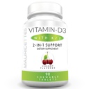 Mauricettes Chewable Vitamin D3 con K2 – 2-en-1 Bonos & Heart Health Support – Immune Booster – Natural Cherry Flavor – 90 Tabletas para Adultos &amp; Niños