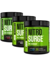 Jacked Factory NITROSURGE Pre Workout Suplemento - Endless Energy, Instant Strength Gains, Clear Focus, Intense Pump ← Cherry Limeade, Blue Raspberry, Arctic White (90 Servings)
