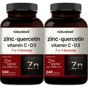 NatureBell Zinc Quercetin with Vitamin C & D3, 480 cápsulas (2 Pack) ← Quercetina 1000mg + Zinc 50mg + Vitamina C 250mg + Vitamina D3 5,000 UI ANTE 4-en-1 Advanced Immune &amp; Lung Support ← ZincVanta Formula