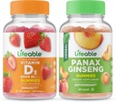 Lifeable Vitamin D 5000 IU + Panax Ginseng, Gummies Bundle - Great Tasting, Suplemento de vitamina, Gluten Gratis, GMO Gratis, Chewable Gummy