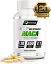 Cadenas de Polvo de Maca peruana para Hombres y Mujeres con Maca Negra Orgánica, Maca Roja, Cadenas de Extracto de Maca Amarilla, Gelatinizada 2000 mg Por día, Lepidium Meyenii, Ginseng Peruano, Píldoras Veganas
