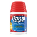 Pepcid Reductor completo de ácido + antiácido para reflujo ácido, 10 mg de Famotidina, 800 mg de carbonato de calcio & 165 mg Hidroxido de magnesio por tableta de acidez cardiaca, cerdas de ácido, fruta tropical, 25 ct