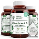 Natural Nutra Vitamina A y D, apoya la salud ósea y mejora la salud ocular, promueve fuertes dientes, mejora la vitalidad, proveniente del aceite de hígado de bacalao, apoya la salud general, 10000IU/400IU, 100 Softgels