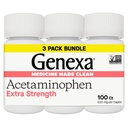 Genexa Clean Acetaminophen 500mg Extra Strength, Dye Free Pain Reliever Fever Reducer, 0% Artificial Additives, Dolor de dolor para adultos, Aliviado, Dolor de espalda, Dolor de artritis menor, 300 Tablets