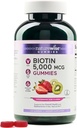 NatureWise Biotin Gummies - Supports Healthy Hair, Skin and Strong Nails - Vitamina B7 5000mcg - Belleza natural - Fresa-Kiwi Flavor - Vegan, No GMO, Gluten Gratis - 180 Conde[90 Day Supply]
