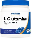 Nutricost L-Glutamine Powder (500 gramos) (Blue Raspberry)