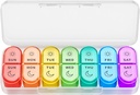 Organizador semanal de píldoras 2 veces al día - AM PM Organizador de píldoras con 7 casos diarios de color pequeños, cajas de carga de mañana y noche para vitaminas, medicinas, " suplementos