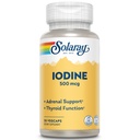 Solaray Iodine 500 mcg, Suplemento de Iodine para el soporte adrenal y tiroides saludables, energía, metabolismo y foco, Ioduro de Potasio, Vegan, Garantía de 60 días de dinero, 30 servicios, 30 VegCaps