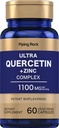 Piping Rock Quercetin Zinc Complex TENER 1100 mg ANTE 60 cápsulas TENIDO NO GMO, Gluten Suplemento gratuito