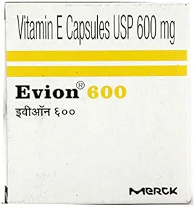 50 Evion 600mg Capsules Vitamina E para la cara de alumbramiento,Cne,Nails, Piel de alumbramiento 400mg, Pérdida de cabello de control