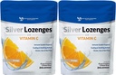 Lozenges de Plata con Vitamina C - Premium Nano Plata 60 PPM Colloidal Plata, Miel Orgánica y Vitamina C Suplemento Mineral gotas para soportar el sistema inmunológico, Soothe Cough & Throat - Pack de 2