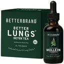 Betterbrand BetterLungs Health Pack - Better Lungs Detox Tea &amp; Mullein Leaf Tincture Drops  (2) Daily Respiratory Wellness