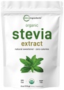 Pure Organic Stevia Powder, 4 onzas, 706 Servir, Highest Grade Stevia Green Leaf Extracto Reb-A, Recortado sabor a bitter, 0 Calorie, Sweetener natural, Sugar Alternative, Keto Friendly